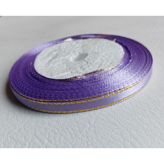 Лента атласная с люрексом 0,6 см*25 ярдов цв. фиолетовый, цена за катушку